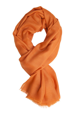 Orange tørklæde i 100% cashmere - dobbelt