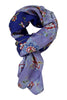 Indigo blåt silketørklæde med blomster