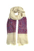 Pashmina tørklæde/sjal fra Besos i beige, blå og rubinrød