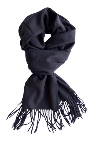 Sort klassisk tørklæde i uld blend