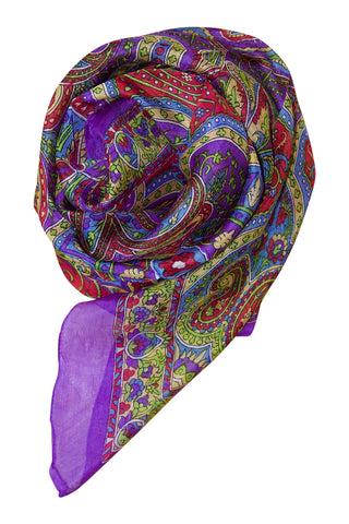 Billede af Lilla silketørklæde i paisley mønster