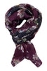 Bordeaux og sort blomstret silke tørklæde
