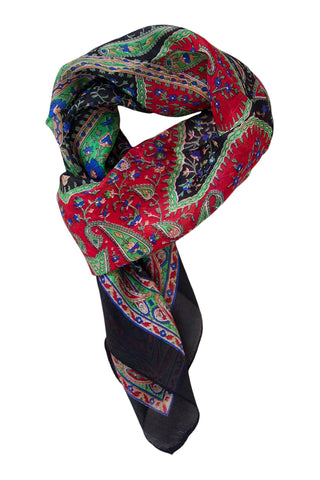 Billede af Sort silketørklæde med klare farver
