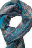 Silketørklæde med paisley print i douce farver - turkis