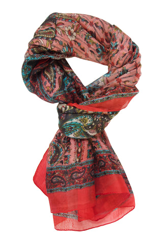 Billede af Silketørklæde i klassisk print - rød