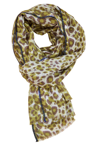 Leopard tørklæde i blød lambswool