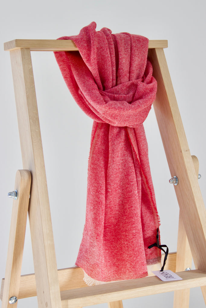 Cashmere tørklæde i smuk rød melange