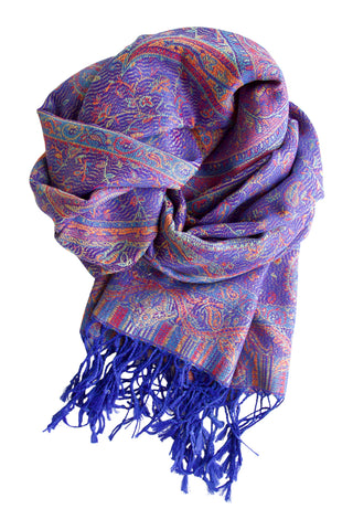 Billede af Pashmina sjal i silke blend - klar blå
