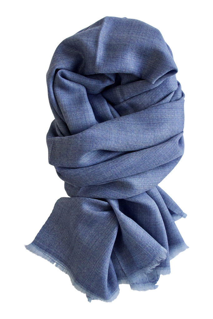 Cashmere tørklæde i 100% eksklusiv kashmir uld - blå