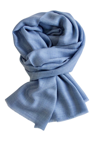 Billede af Cashmere tørklæde i smuk vævning - lys blå