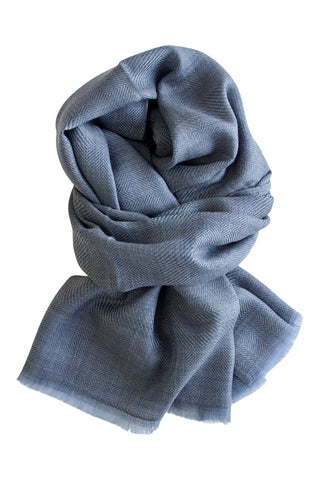 Billede af Cashmere tørklæde i smuk vævning - grå