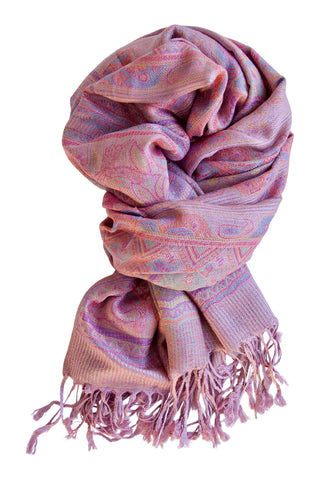 Billede af Pashmina tørklæde i silke blend - sart rosa