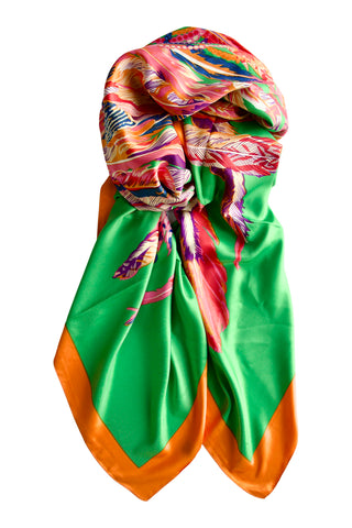 Billede af Oversized silke tørklæde - klar grøn