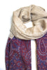 Pashmina tørklæde/sjal fra Besos i beige, blå og rubinrød