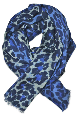 Billede af Skønt tørklæde i blå leopard print