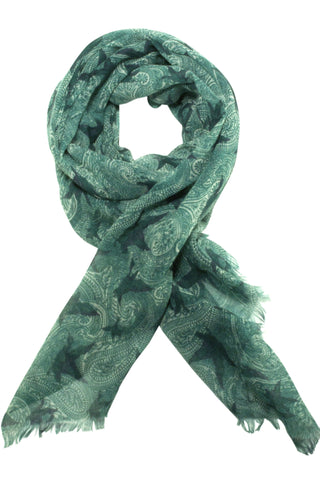 Billede af Grønt tørklæde med gråt print