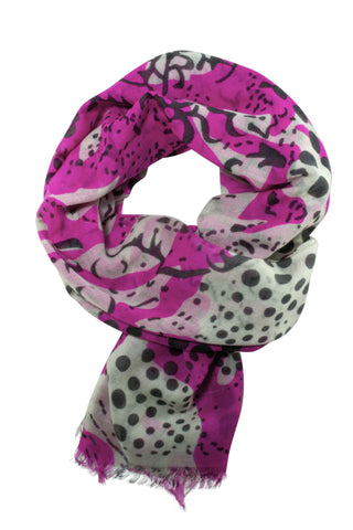Billede af Pink tørklæde med antracitgrå print